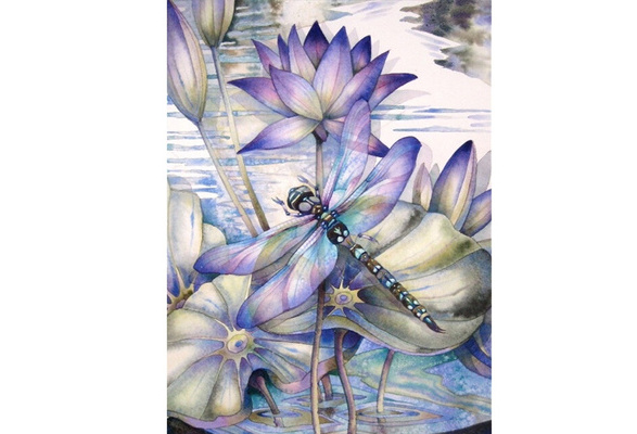 Flowers Lotus Dragonfly Diamond Painting Kit - DIY – Diamond Painting Kits