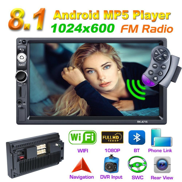 7" Quad Core 1080P 2DIN GPS Car Radio Stereo MP5 Player Android 7.1 BT GPS Navi 