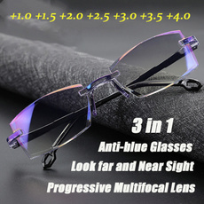 Rimless Diamond-cut Reading Glasses Anti-blue Light and Blue Film Integrated for Women Men Full Degree +1.0 +1.5 +2.0 +2.5 +3.0 +3.5 +4.0