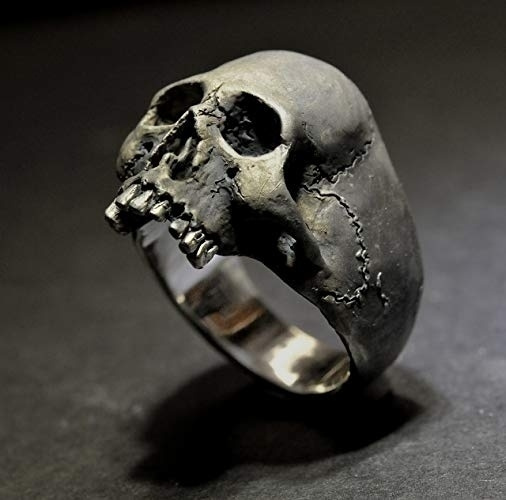 Mens stainless steel skull on sale rings