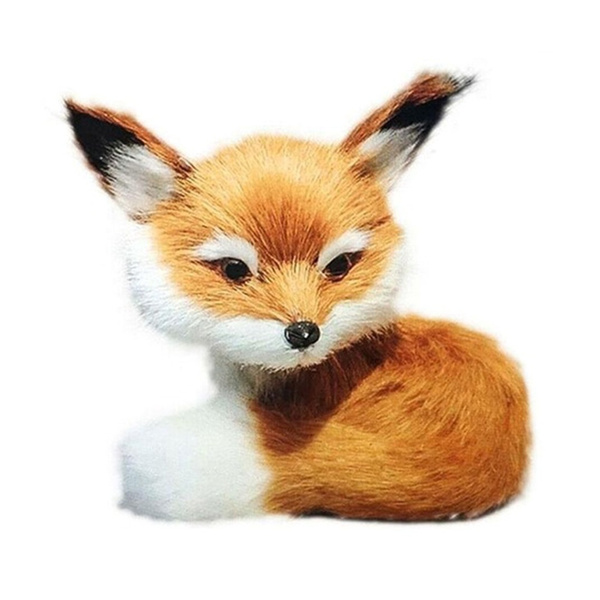 1PC Simulation Fox Toy Mini Squatting Fox Model Home Decoration Stuffed  Plush Toys Gift