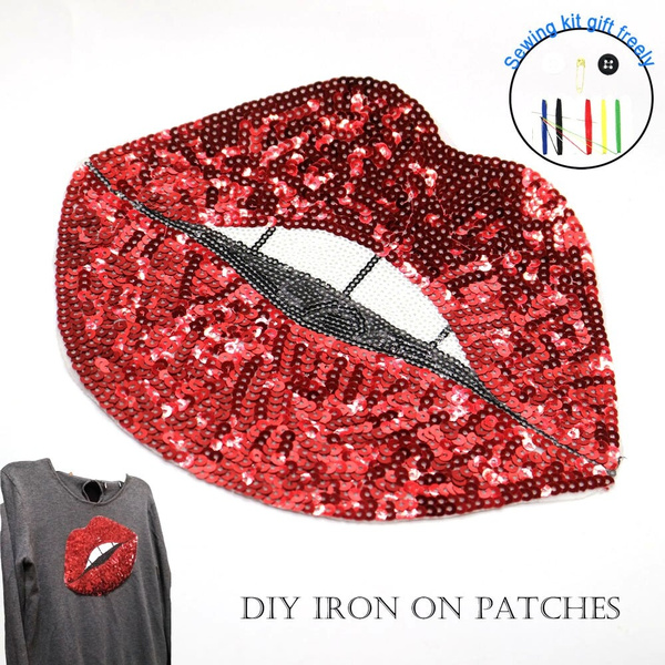 Lip Iron On Patch - Patches, Embroidered Applique