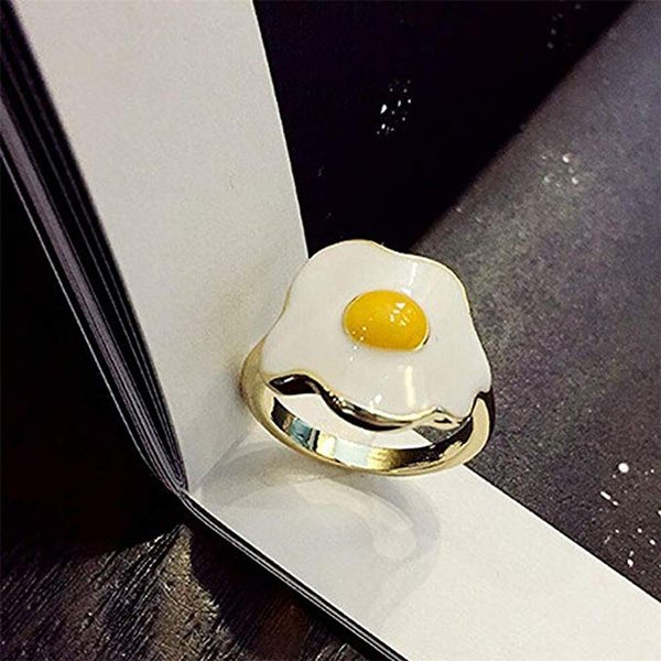 Funny poachedeggshaped Women Ring omelette