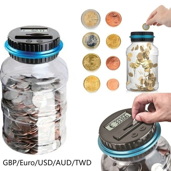 Large digital creative fashion lcd screen coin counting save money