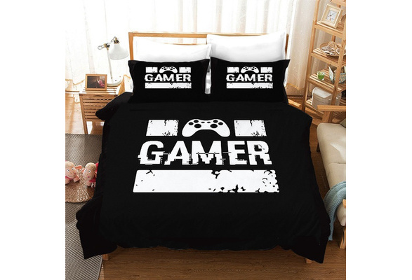 Bedroom Decor Bedding Set Baby Single Twin Double Full Queen Uk King Au King Us King Size Black Gamer Bedding Pattern Printed Duvet Cover Set Wish