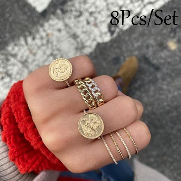 Vintage gold coin on sale ring