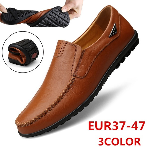 Mens Casual Leather Shoes Driving Lazy Loafers Peas Moccasins Slip On Flats 