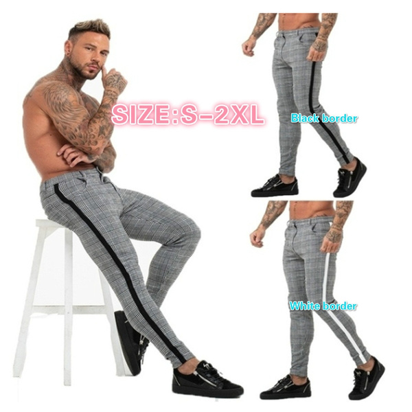 skinny plaid trousers