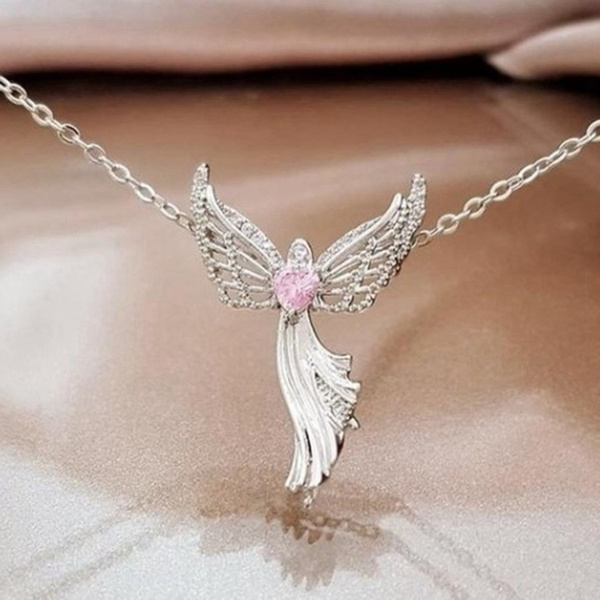 guardian angel diamond necklace