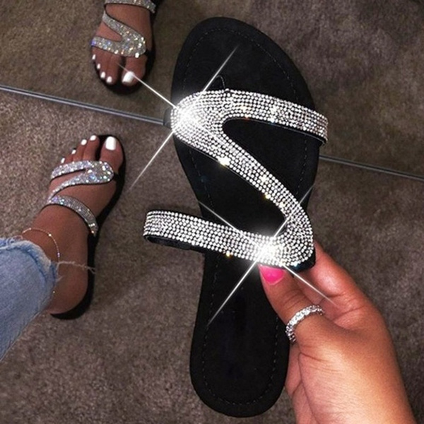 diamond slip on sandals