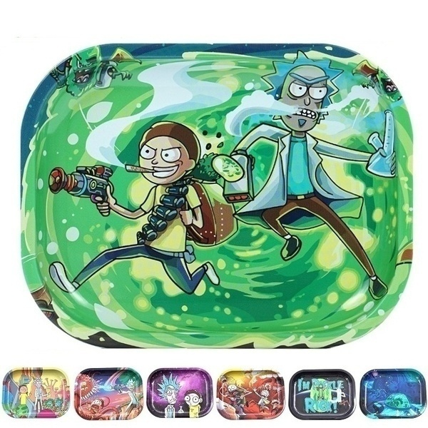 2020 New Rick and Morty Cigarette Tray Grinder Cigarette Rolling Tray  Tabacco Iron Plate Smoking Accessories