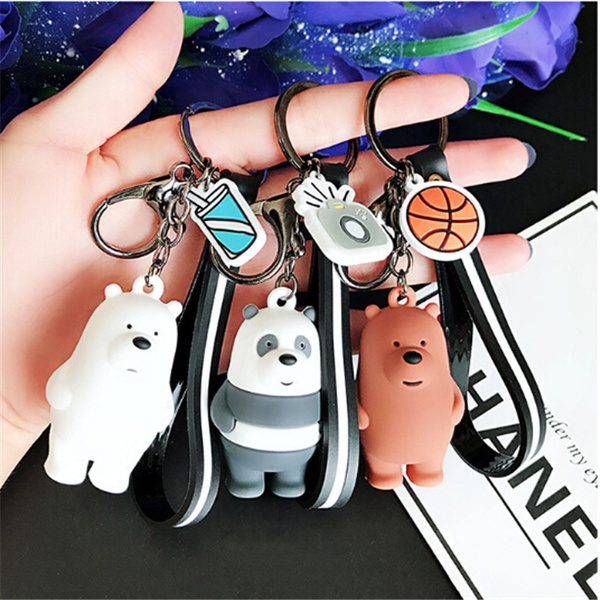 1Pc Bare Bears Keyrings Ice Bear Keychain Lanyard Bag Pendants