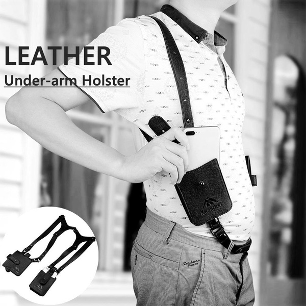 Mens leather shoulder online holster wallet