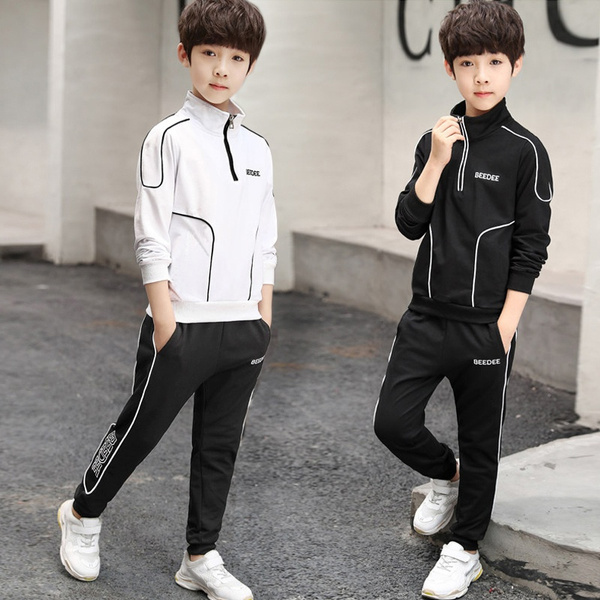 2pcs Young Children Clothing Boys Sports Sets Casual Cotton Outdoor Running  Outfits for 5-11 Years