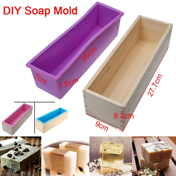 Diy Making Tool Rectangle Silicone Soap Moulds Wooden Box Loaf Mold Wish - Wooden Soap Molds Diy