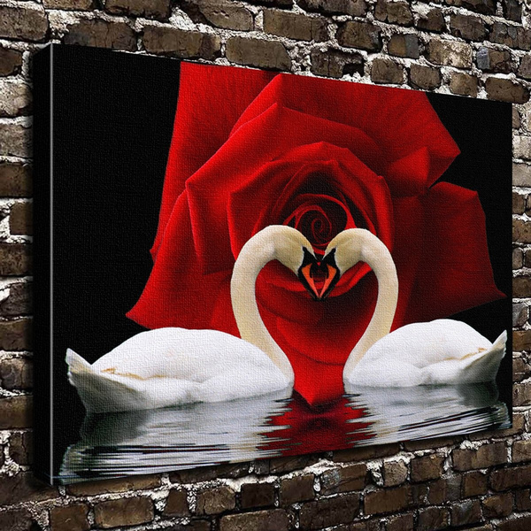NEW LOVE KISS  REDDISH PICTURE PRINT ON FRAMED CANVAS  WALL ART HOME DECORATION 