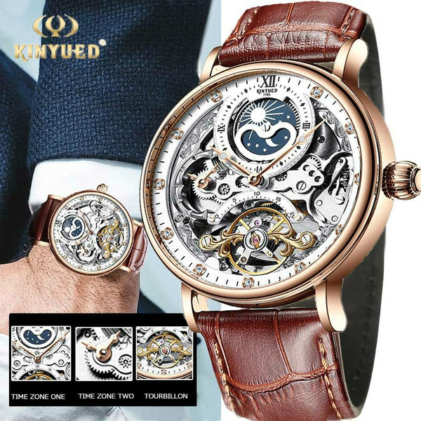 Marque De Luxe Montre Hommes Tourbillon Montre M canique Phase De Lune Montre Squelette Montre tanche Lumineux Montres