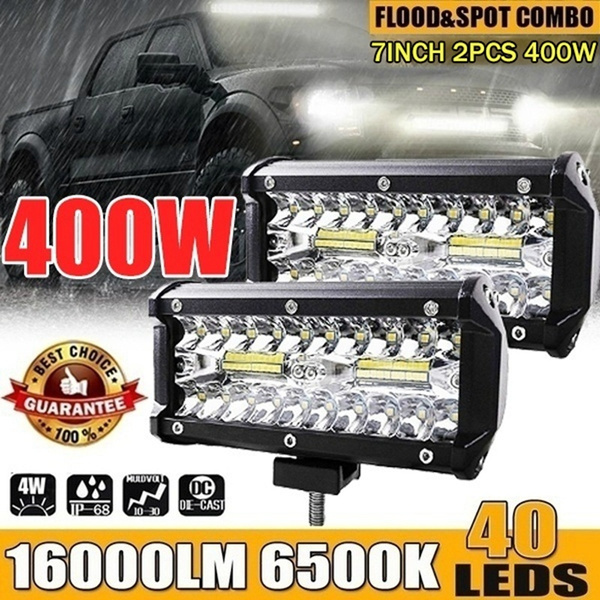 7inch 400W LED Work Light Bar Flood Spot Beam Offroad 4WD SUV Driving Fog Lamp