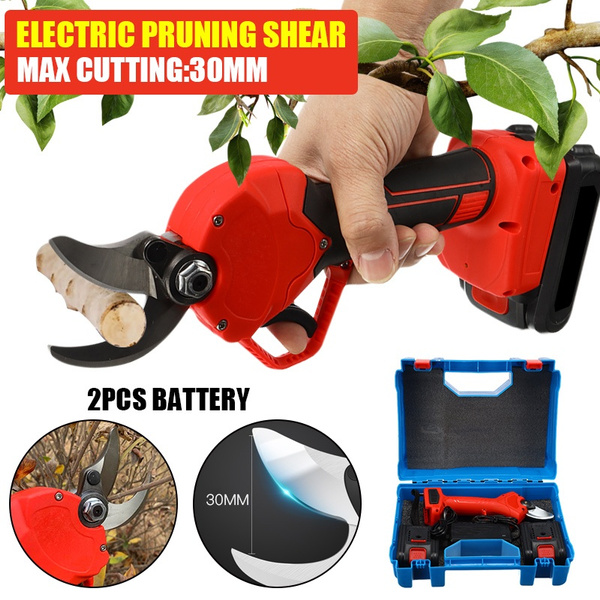 21V Rechargeable Cordless Lithium Pruning Shears Electric Garden Secateur Tool 