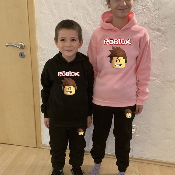 Kids Roblox Hoodie Set Pants New Black Suit Sweatpants Funny Black Long Sleeve Pullover For Boys Girls Or Teens Wish - roblox girls black clothes