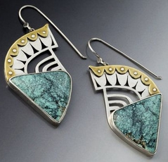 Sterling, Turquoise, gold, wedding earrings