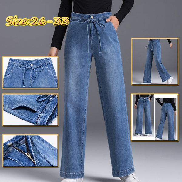 high waisted denim palazzo pants