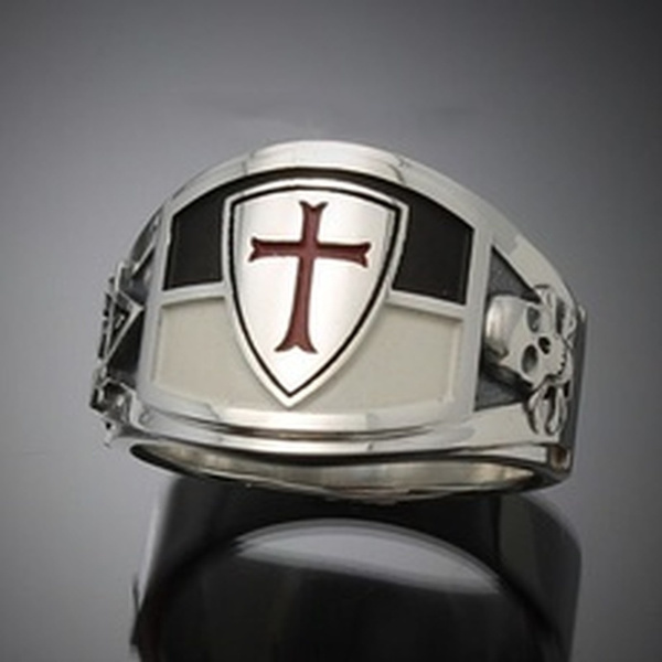 Knights Templar Sterling Silver .925 Ring Skull Cross Masonic All Size UNIQABLE