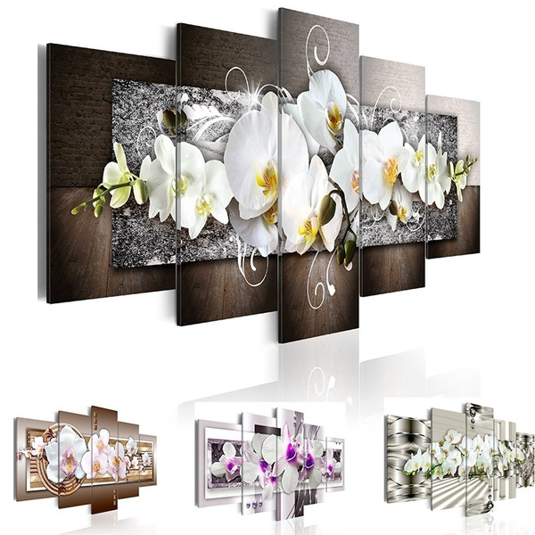 Fashion Wall Art Canvas Painting 5 Pieces Mangnolia Flower Orchid