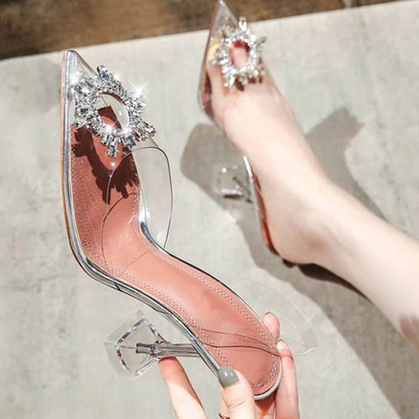 clear bling heels