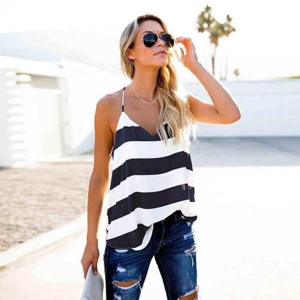 Chaleco Camisola Sin Mangas Para Mujer Camisola A Rayas De T Chaleco Camisola Sin Mangas Para Mujer Camisola A Rayas De T