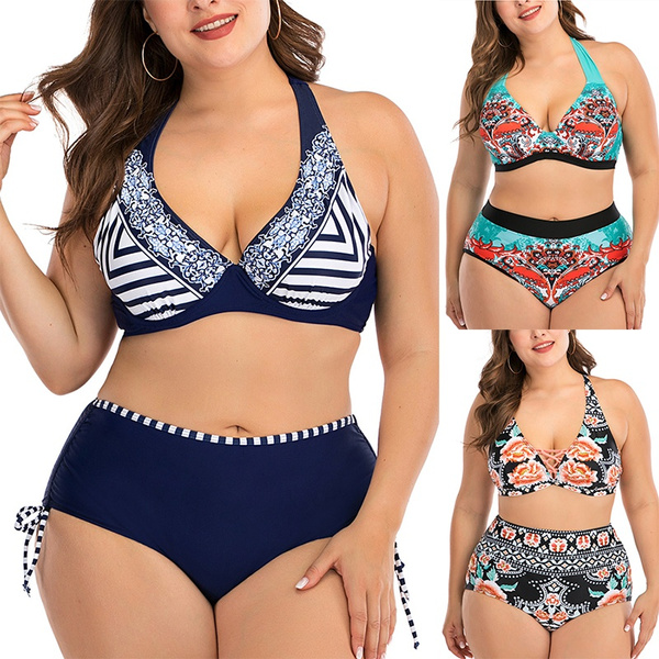 Large Size Bathing Suit Women Swimwear Bikinis Set Push Up High Waist  Floral Print Swimsuit Beach Bikini Plus Size Swimwear 4XL