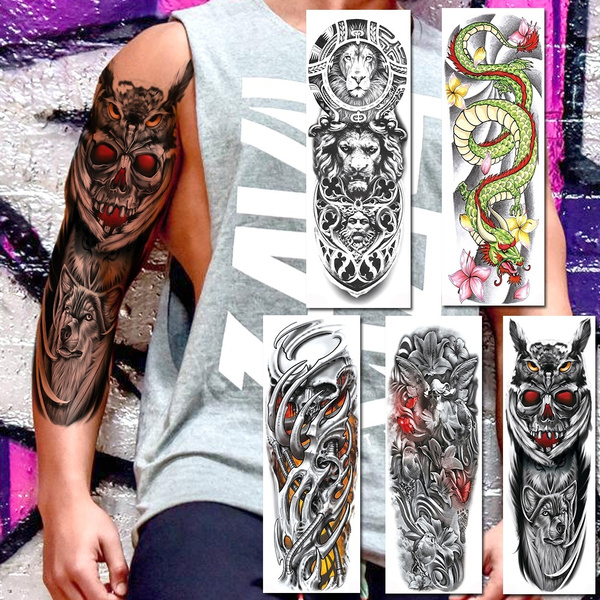 Large Temporary Fake Tattoo Full Sleeve Leg Arm Waterproof