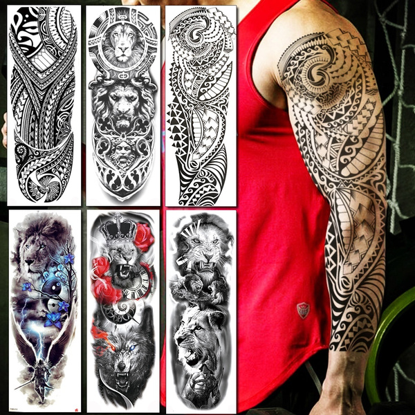 Cheap Tribal Totem Temporary Tattoos For Men Adults Realistic Maori Lion  Tiger Star Moon Fake Tattoo Sticker Arm Leg Tatoos Maori | Joom