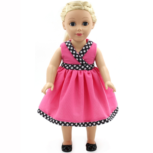 American Doll Clothes Pink Suit Dress Fit 43cm Baby Dolls 18 Inch Dolls Toy 