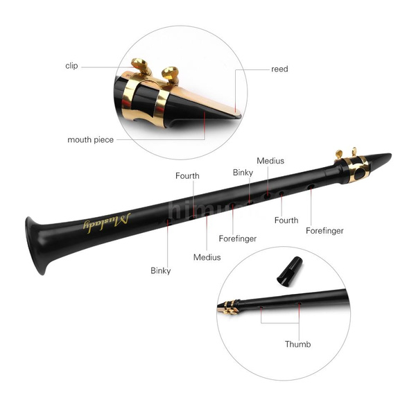 Muslady Saxophone Small Saxophone Black Pocket Sax Mini Portable with Carry Bag Woodwind Instrument