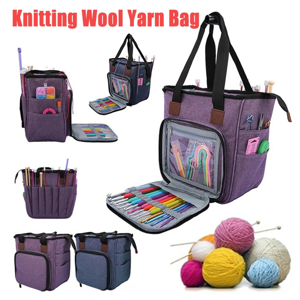 Portable Knitting Bag Wool Yarn Crochet Storage Bags Sewing Needles  Organizer