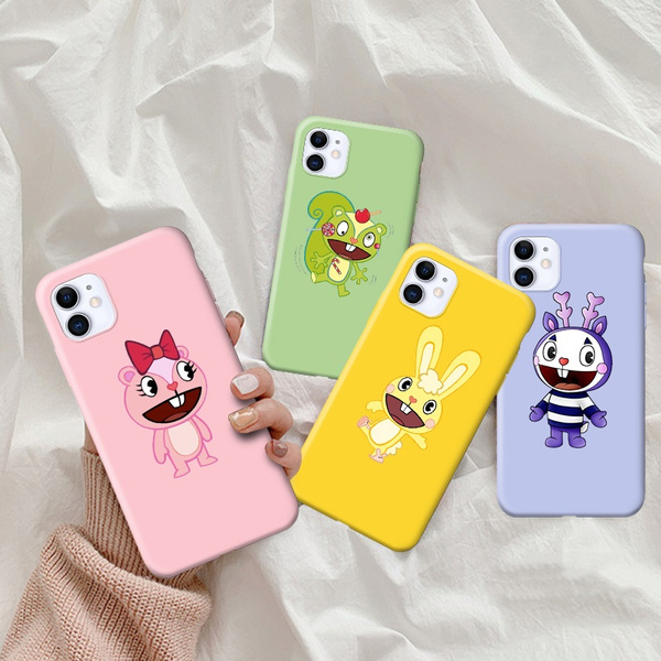 Happy Tree Friend Pattern Candy Color Soft Phone Case For iPhone 11 Pro Max XR XS X 6 6s Plus 7 8 Plus For Samsung Galaxy S10 S9 S8 Note10 Plus Note9