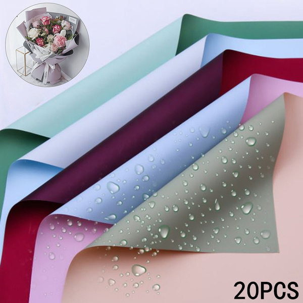 20Pcs Waterproof Two-tone Paper Flower Wrapping Paper Flower Bouquet  Supplies