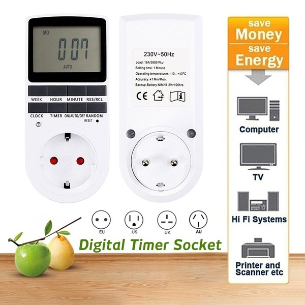 24 Hour 7 Day Electronic Digital Timer Switch Kitchen Timer Outlet ...