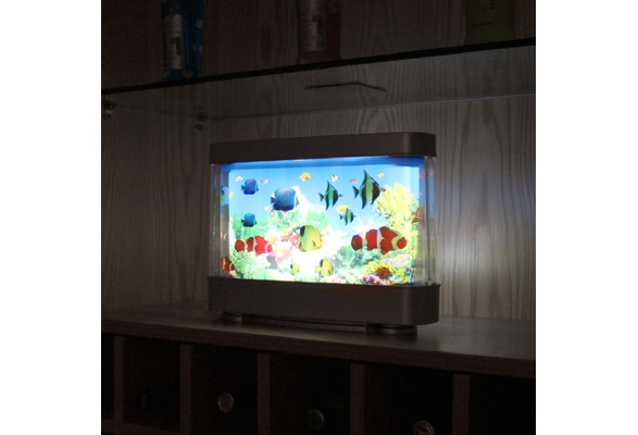 fake fish tank for decorate room for children pet LED christmas gift  automatically with fake fish led aquarium light gift box
