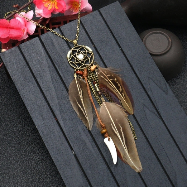 Feather sale tassel necklace