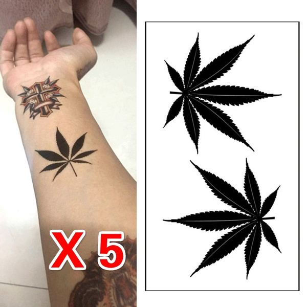 5 Pcs Waterproof Temporary Tattoo Sticker Black Clover Maple Leaf Tattoo |  Wish