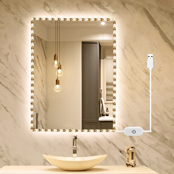 Led Strip Light Usb Makeup Decoration Bathroom Bar Waterproof Mirror Lamp 1m 2m 3m Dressing Vanity Wall Long Night Wish - Vanity Wall Mirror With Lights