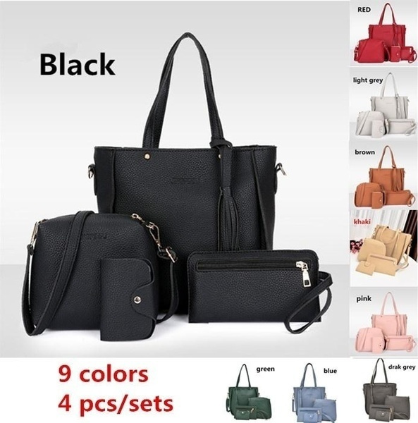 4pcs/Set Women Handbag Lady Shoulder Bags Tote Purse Messenger Satchel Leather 
