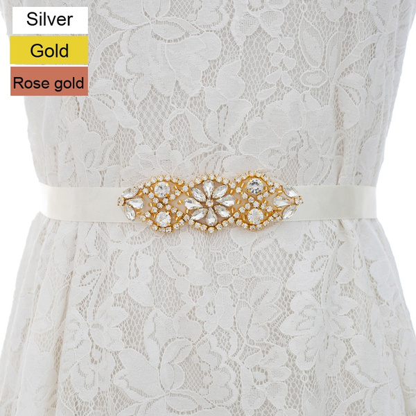 Rose gold/Gold/Silver Crystal Bridal Sash Rhinestone Belts for Wedding Dresses