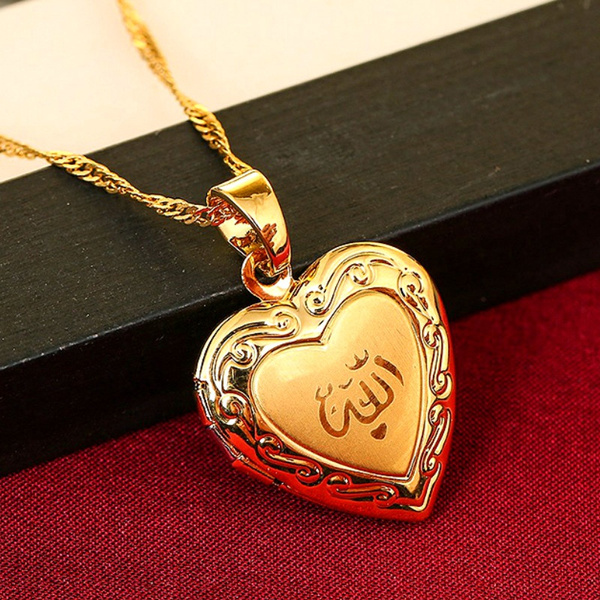 Muslim Quran Allah Heart Necklace 