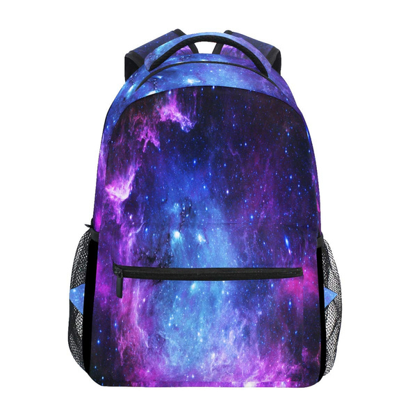 Blue Purple Galaxy Space Travel Laptop Backpack,Nebula Star School Laptop Bookbag for Women Men