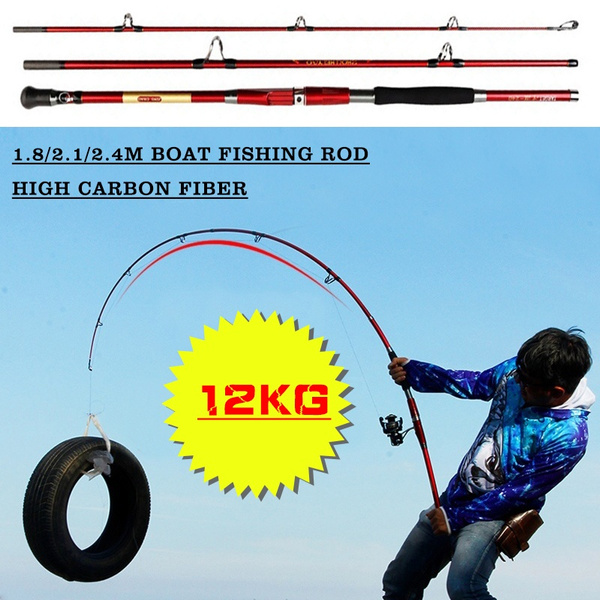 Carbon Fishing Rod Max Power 30kg 1.8m 2.1m 2.4m Slow Jigging Sea Boat  Fishing Rod Spinning 3 Section Rod