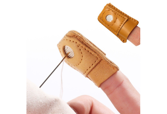 Thimble Finger-Fit Leather with Metal Tip