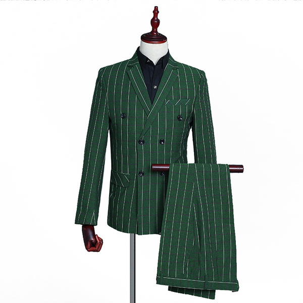 Green pinstripe blazer sale